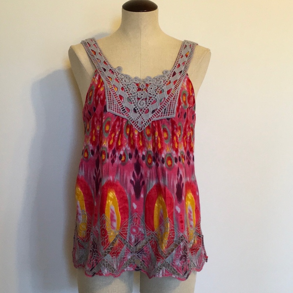 Freelance Tie Dye Heavy Lace/Embroidered Camisole